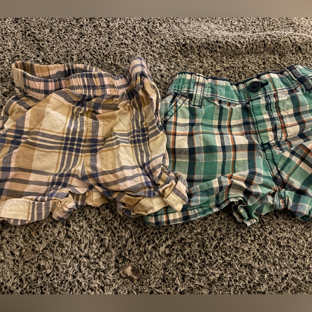Carter's Plaid Kids Shorts - Green and Tan